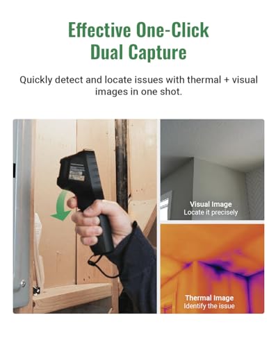 HF96V Thermal Camera with Visual Camera & Laser Pointer, Intelligent Scene Detection, 240 * 240 Super Resolution Thermal Imaging Camera,25 Hz, 50° FOV, -4°F to 1022°F, IP54 Infrared Camera