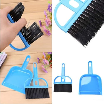 PINVNBY Mini Dustpan and Brush Set, Cage Cleaner for Guinea Pigs, Cats, Hedgehogs, Hamsters, Chinchillas, Rabbits, Reptiles, and Other Small Animals 2 Pack Mini Hand Broom and Dustpan - color: Blue