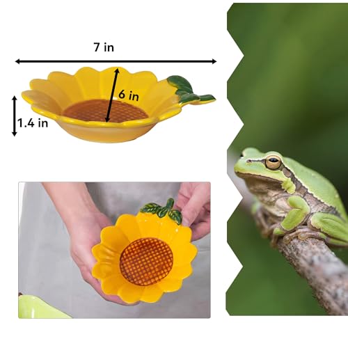 JSLZF Tree Frog Habitat Frog Water Bowl Dish Bathtub Tank Accessories Terrarium Decor Ceramic Aquarium Decoration Sturdy and Not Easy to Knock Over