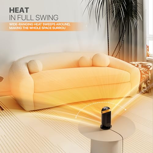 Magshion Portable Electric Heater Small Mini Heaters Indoor Use, 3 Modes Thermostat, 12h Timer Portable Personal Heater PTC Rapid Heater Quick Safety Heating for Office Room Desk Home - size: Round - 1200W - Button