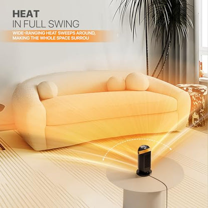 Magshion Portable Electric Heater Small Mini Heaters Indoor Use, 3 Modes Thermostat, 12h Timer Portable Personal Heater PTC Rapid Heater Quick Safety Heating for Office Room Desk Home - size: Round - 1200W - Button
