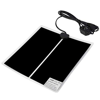 Reptile Heating Pad with Temperature Adjustment, 110V Non-Adhesive Heat Mat for Reptiles Tortoise Snakes Lizard Gecko Hermit Crab Turtle Amphibians - 14W Terrarium Heat Pad - size: 11 x 11 IN
