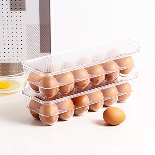JAMOR 12 Grid Egg Storage Box Refrigerator Egg Rack Tray With Lid, Stackable Egg Rack, Transparent Egg Storage Box, BPA-Free (B)