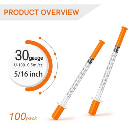 0.5ml 30g 5/16", Individually Packed, Lab Supplies, PACK 100. - size: 0.5ml-30G 5/16"-100