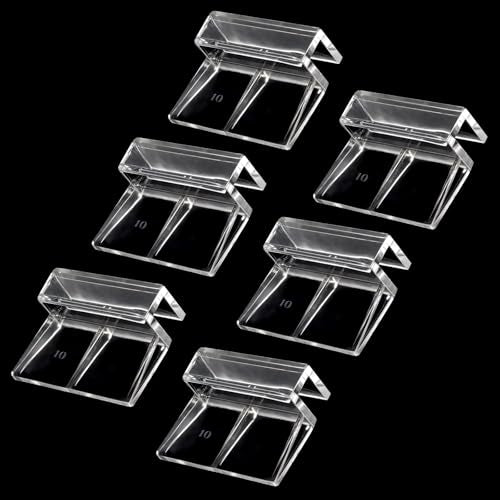 Sliverdew 6 PCS Aquarium Lid Clips, 10 mm Clear Acrylic Fish Tank Lid Holder Aquarium Hoods Support Clamps for Rimless Fish Tank Glass Top - for Thickness 10mm - size: for 10mm thickness