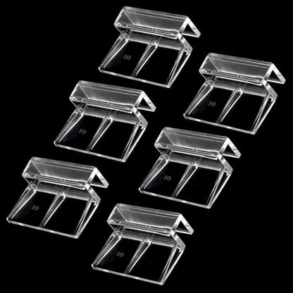 Sliverdew 6 PCS Aquarium Lid Clips, 10 mm Clear Acrylic Fish Tank Lid Holder Aquarium Hoods Support Clamps for Rimless Fish Tank Glass Top - for Thickness 10mm - size: for 10mm thickness