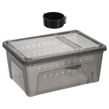 Kisangel Reptile Feeding Box, Plastic Cricket Keeper Container with Adjustable Environment Settings and Versatile Habitat Design, Small Reptile Carrier for Lizards and Insects