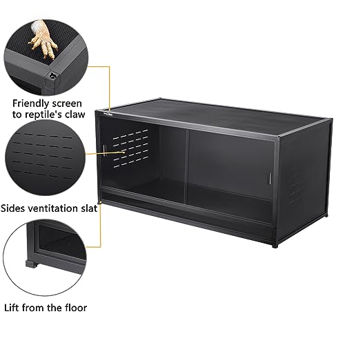 Reptile Enclosure Stand Bundle: Elevate Your Habitat - Includes Stand and Extra Enclosure for a Complete Elevated Setup 48 inches Width(Black) - color: Black, size: L-48''-Stand with enclosure