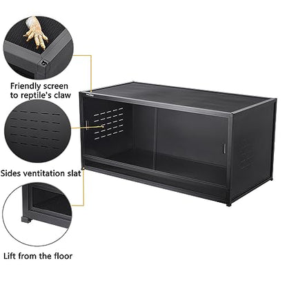 Reptile Enclosure Stand Bundle: Elevate Your Habitat - Includes Stand and Extra Enclosure for a Complete Elevated Setup 48 inches Width(Black) - color: Black, size: L-48''-Stand with enclosure