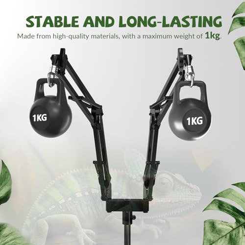 GlowUp 15.7-74.3 inch Dual Reptile Heat Lamp Stand Reptile Light Stand with Two Flexible Brackets, Adjustable Heat Lamp Stand for Terrarium, Snake, Gecko, Lizard, Chicks, Fish Tank - size: Without E26 Lamp Base