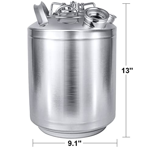 2.5 Gallon Stainless Steel Cleaning Keg, Dual Head-Sankey D Ports | Heavy-Duty Stainless Steel, Portable Design with Dual Handles, Features Relief Valve, Easy to Use for Cleaning(10L)