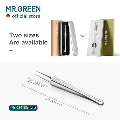 MR.GREEN Ingrown Hair Tweezers Needle Nose Pointed Tips Tweezers For Eyebrows Splinters Blackhead Removal Acne Clip Extractor (Short) - size: Short