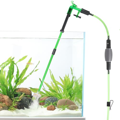 AQQA Aquarium Siphon Gravel Vacuum Fish Tank Cleaner kit | Stress Ball Python Water Changer Extendable Length and Fixed On Fish Tank,Manually Water Changer Wash Sand S - size: S
