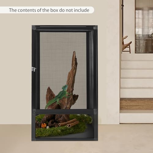 Aluminum Alloy Reptile Terrarium Escape, Lock Design Portable Reptile Cage | 17.72"×17.72"×31.50" Portable Reptile Habitat, Indoor & Outdoor Use, 44.09lbs Capacity