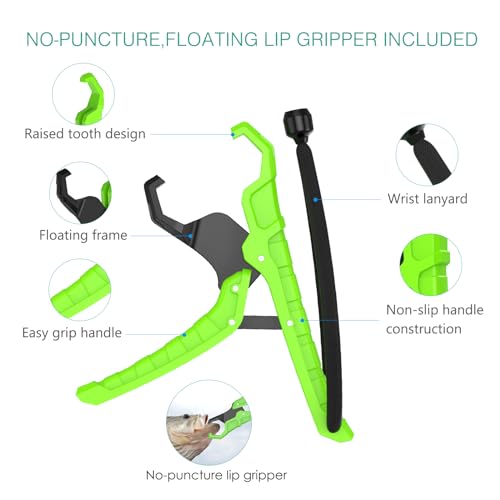 ORIA Digital Fish Scale with Lip Gripper, 110lb/50kg, Batteries Included | Waterproof, 3 Units, LCD Backlit, 38'' Built-in Tape Measure, Non-slip Ergonomic Handle, for Luggage Home Outdoor - color: Green