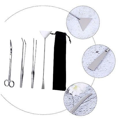 jojofuny 1Set Stainless Steel Fish Tank Cleaning Tools Aquascaping Kit for Aquatic Plant Maintenance with Pouch Durable Flexible Aquarium Supplies for Betta Fish Tanks