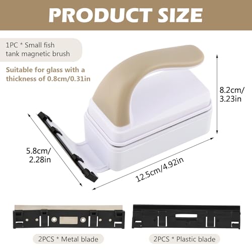 Medium Aquarium Magnetic Glass Cleaner, Ergonomic Comfort Grip, Floating Design, Stainless Steel & Plastic Blades, for Glass and Acrylic Tanks - size: M