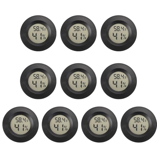 Serundo Auto Digital Hygrometer Thermometer Indoor/Outdoor Hygrometer 10PC | Mini Size,LCD,℉/℃ Conversion,Fast Response, Outdoor Thermometer with Humidity for Reptile Greenhouse Cellar 3D Printer