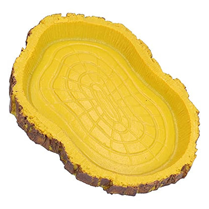 YOUTHINK Reptile Food Basin Imitation Bark Lizard Feeder Resin Dish for Small Reptiles