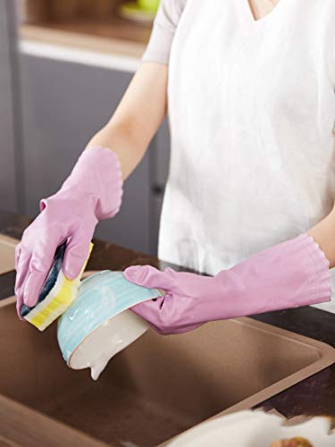 LANON wahoo Cleaning Gloves with Cotton Flocked Liner, Mauve Mist, Large | Skin-Friendly, Dish Washing, Reusable, Latex Free, DEHP-Free,Non-Slip, Dishwashing Household Kitchen Gloves - color: Mauve Mist, size: Large (Pack of 1)