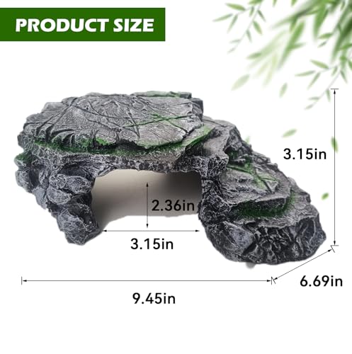kathson Turtle Basking Platform,Resin Bearded Dragon Basking Platform Reptile Habitat Cave Climbing Ramp Turtle Tank Decoration for Leopard,Geckos,Lizards,Turtles,Snakes,Frogs,Newts - style: hideout
