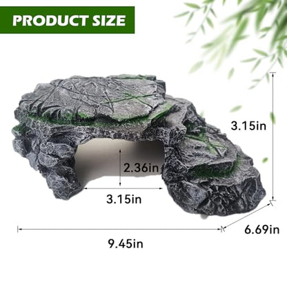 kathson Turtle Basking Platform,Resin Bearded Dragon Basking Platform Reptile Habitat Cave Climbing Ramp Turtle Tank Decoration for Leopard,Geckos,Lizards,Turtles,Snakes,Frogs,Newts - style: hideout