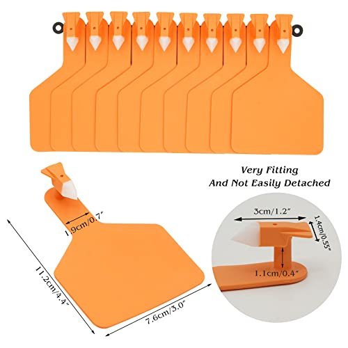 50 Pcs Cattle Ear Tags Blank One-Piece Z Tags for Cattle (Orange) | Ear Tags for Cow, Goat, Sheep, Calves, Horse, Hog, Dog, Pigs, Farm Livestock & Animal ID Identification Management Tags - color: Orange