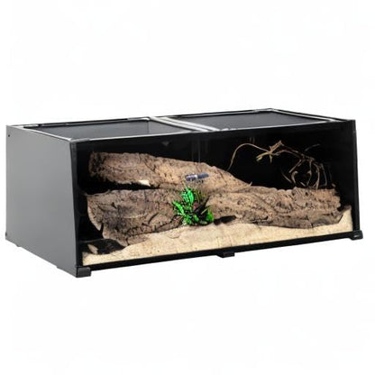 REPTI ZOO 68 Gallon Reptile Terrariums, 48" X 18" X 18" Reptiles Tanks Enclosure for Bearded Dragon Ball Python Snake, Black-Tinted ECO Glass Reptile Habitat with Sliding Door & Top Screen Ventilation - size: 48"W X 18"D X 18"H (64Gallon)