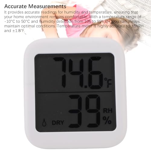 Digital Thermometer Hygrometer Accurate LCD Display Indoor Temperature Humidity Meter for Home Office Greenhouse ABS Black 2.68x2.93x0.59in