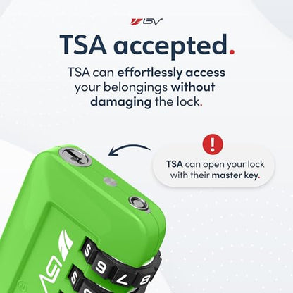 TSA Accepted Luggage Travel Lock, Set-Your-Own Combination Lock for School Gym Locker, Luggage Suitcase Baggage Locks, Filing Cabinets, Toolbox, Case(Green, 4 Pack) - color: Green 4-Pack