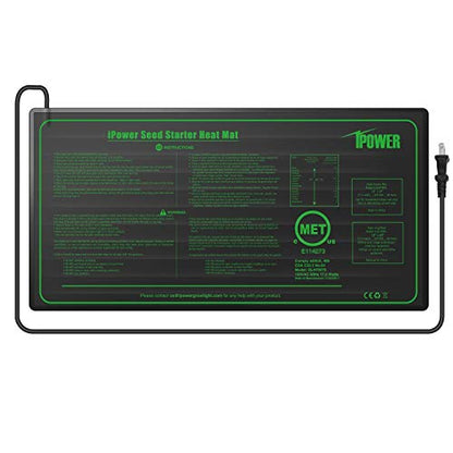 iPower 2 Pack 10" x 20" Warm Hydroponic Seedling Heat Mat and Digital Thermostat Control Combo Set for Plant Germination, Black - size: 10" x 20" & Control