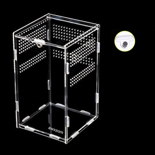 AWXZOM Magnetic Acrylic Case, micro habitat small Tarantula Enclosure enclosure for arboreal Tarantula Scorpion Sling Lizards Mantis Snake Gecko jumping spider snail Insect Isopods (4.7*4.7*7.8 inch) - size: 4.7*4.7*7.8 inch