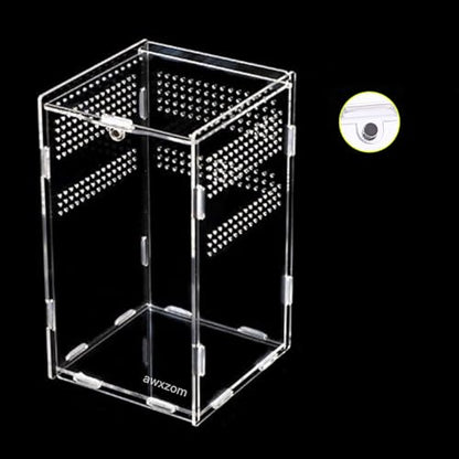 AWXZOM Magnetic Acrylic Case, micro habitat small Tarantula Enclosure enclosure for arboreal Tarantula Scorpion Sling Lizards Mantis Snake Gecko jumping spider snail Insect Isopods (4.7*4.7*7.8 inch) - size: 4.7*4.7*7.8 inch