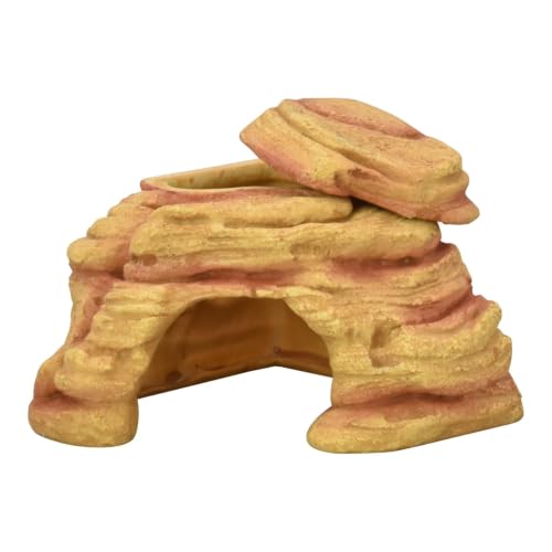 Corner Concealed Reptile Enclosure Hiding Cave with Removable Lid | Easy Cleaning, 5.12 in Height, Corner Placement, Decorative Hide