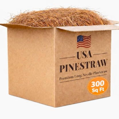 Long Needle Pine Straw Mulch - 300 Sqft Coverage 1 Set - Premium USA Harvested PineStraw for Landscaping, Weed Control, Moisture Retention & Erosion Control - USA Pinestraw - size: Pine Needle Mulch - 300 Sqft 1 set