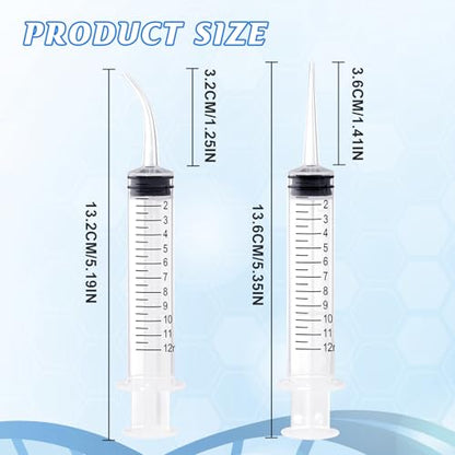 Wisdom Teeth Syringe, 12ml Dental Irrigation Syringe (20 Pack) | Curved & Straight Tips, Sterile Individually Packaged for Oral Care, Tonsil Stones Removal, Liquid, Feeding - style: Curved Tip & Straight Tip 20 Pack