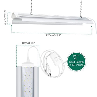 SZHLUX Grow Light 4FT 140W (2×70W, 800W Equivalent) Super Bright Full Spectrum Sunlight Plant Light, LED Grow Light Strips, Linkable Growing Lamp for Indoor Plants - size: 4ft