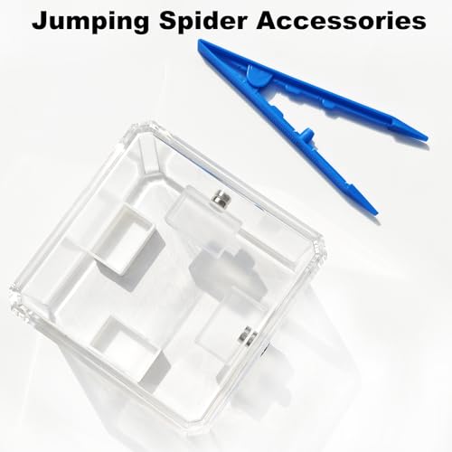 10 Pcs Jumping Spider Enclosure Kit, Magnetic Jumping Spider Feeding Dish, Mini Tarantula Water Dish, Tiny Reptile Feeding Tongs, Jumping Spider Accessories for Spoods and Other Small Pets