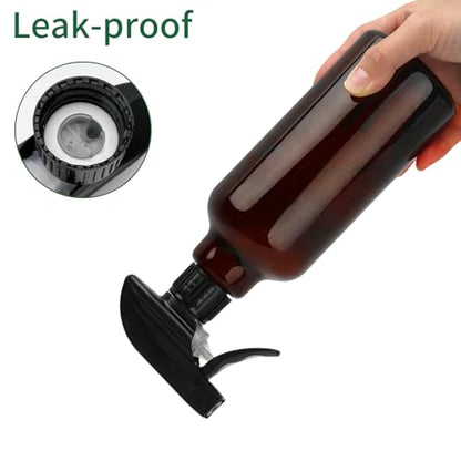 Glass Spray Bottles 16.9oz/500ml 2 Pack Brown Empty Spray Bottle | Mist/Stream Heavy Duty, Water Spraying Bottle, for Cleaning, Cooking Solutions, Hair Care, Including a funnel and two lid - color: B-Brown