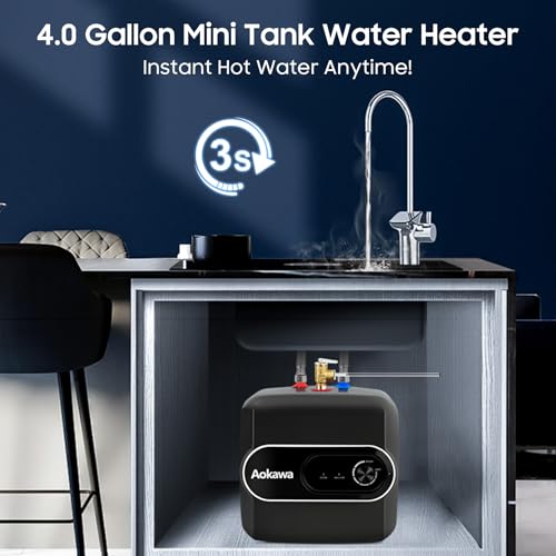 4.0-Gallon Electric Mini Tank Water Heater, 1500W Instant Under Sink Hot Water Heater, Compact Point-of-Use Design for Kitchen, Bathroom, RV, Wall or Floor Mount, Adjustable Temperature - style: 4.0 Gallon