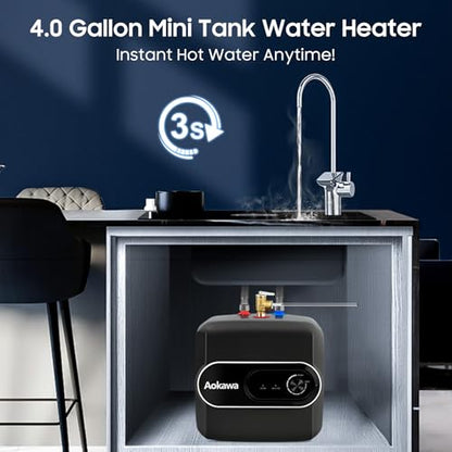 4.0-Gallon Electric Mini Tank Water Heater, 1500W Instant Under Sink Hot Water Heater, Compact Point-of-Use Design for Kitchen, Bathroom, RV, Wall or Floor Mount, Adjustable Temperature - style: 4.0 Gallon