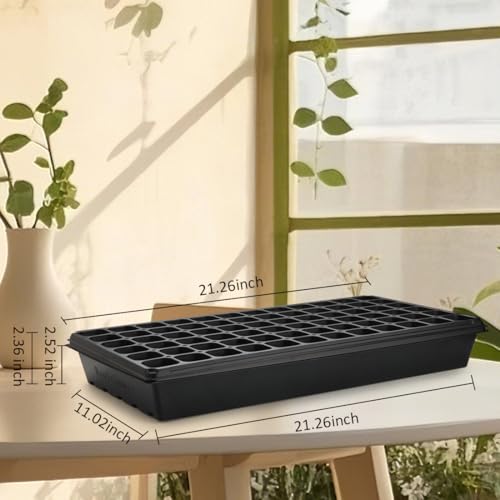 RooTrimmer Deep 72 Cell Seedling Trays, Thick Durable 72 Cell Plug Tray Big Cell Seed Trays for 1020 Flat Trays Germination (10-Pack, 21.25"×11", 2.36" Height, High) - color: Black, size: 72 Cells-Deep-10P