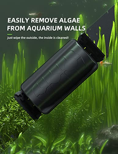 Jasonwell Magnetic Aquarium Fish Tank Cleaner Magnet Scraper for Glass Aquariums Cleaning Tools Scrubber Floating Brush (L) - color: Black, size: L