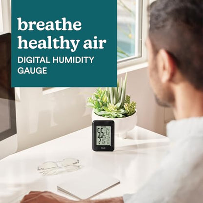 Homedics HM100 Indoor Humidity Monitor, Easy-Read Hygrometer | to Monitor Indoor Air Comfort, Fahrenheit and Celsius, Battery-Operated Room Thermometer for Home