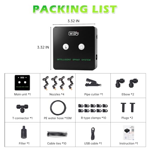 Smart Reptile Mister Automatic Mister System for Reptile Tank APP WiFi Remote Control Reptile Humidifier Fogger for Aquarium Terrariums with 360°Adjustable Misting Nozzles for Frog Lizard Amphibians