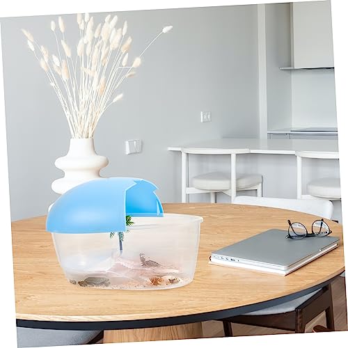 DOITOOL Practical Plastic Turtle Tank with Ramp and Sunbathing Platform Reusable Tortoise Breeding Box Aquarium for Safe Turtle Habitat and Easy Cleaning