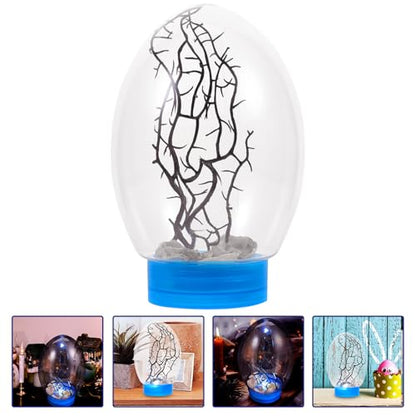 Closed Aquatic Ecosystem Mini Fish Tank with LED Light, Blue Base, Spherical Desktop Aquarium for Home Decor and Plant Terrarium