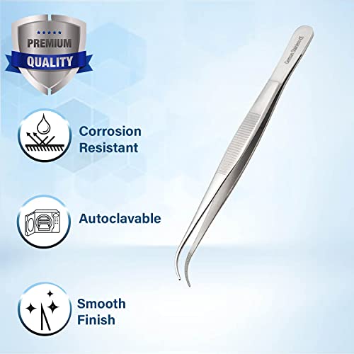 Lab Tweezers High Precision Forceps, Fine Strong Curved Point Tweezers, Stainless Steel (5.5 Inch) - size: 5.5 Inch