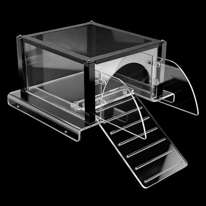 Turtle Basking Platform Large for 10-13.5in Wide 10/20/29/55 Gal Aquariums | Above Tank Topper for Aquatic Turtles, Sturdy One-piece Base, 4 Pillars Supports, Non-Slip Stepped Ramp,Escape-proof Barriers - size: Large