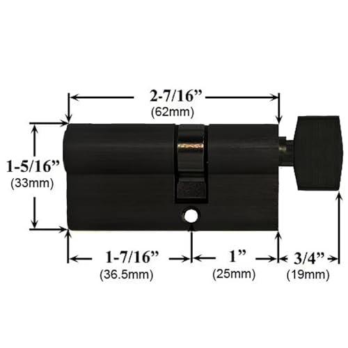 Offset Euro Profile Lock Cylinder with Thumb Turn Fits for Pella Storm Door 2-Bolt Lock, Includes 3 Solid Brass Keys (1, Oil Rubbed Bronze) - color: Oil Rubbed Bronze